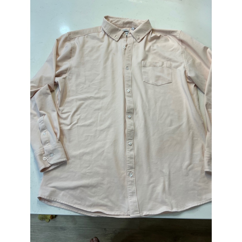 Kenneth Cole New York Mens XL Pink Piqué Knit Button Down Shirt Long Sleeve L/S